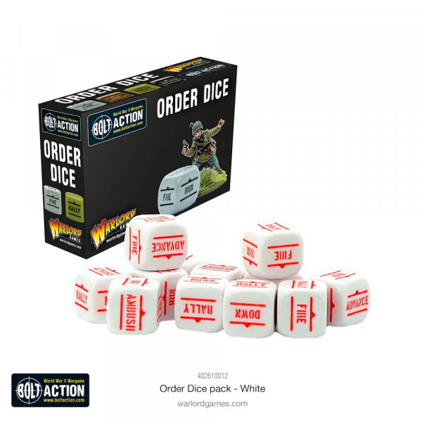 402616012 - Bolt Action - Order Dice Pack, weiß rot ( 12 Würfel )