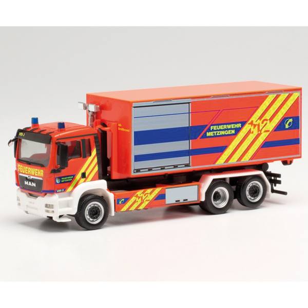 096768 - Herpa - MAN TGS XL Wechsellader-LKW mit AB-Großbrand "Feuerwehr Metzingen"