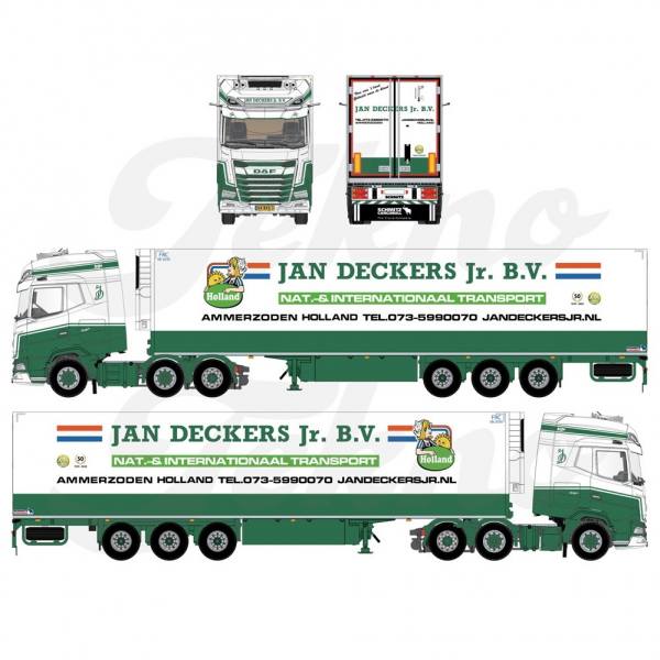 86823 - Tekno - DAF XG+ 6x2 mit 3achs Kühlauflieger - Jan Deckers - NL -