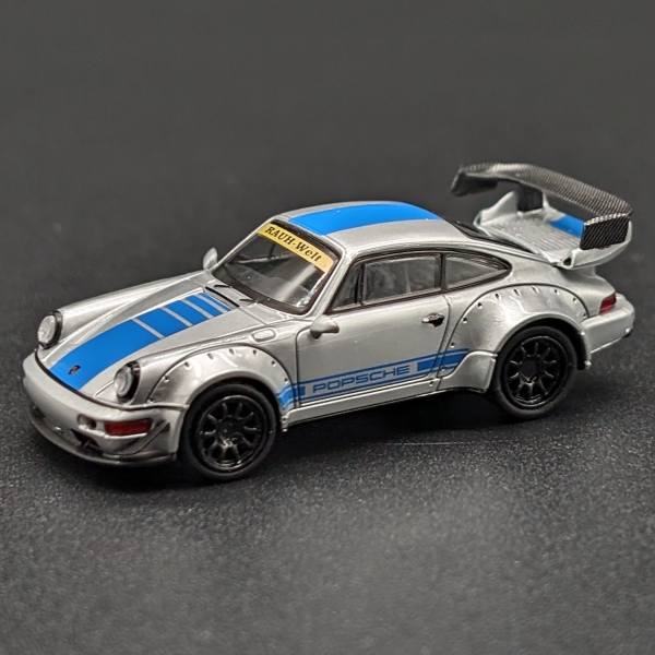 61784 - Micro City 87 - Porsche RWB 964 "Transformer", silber mit blauen Streifen