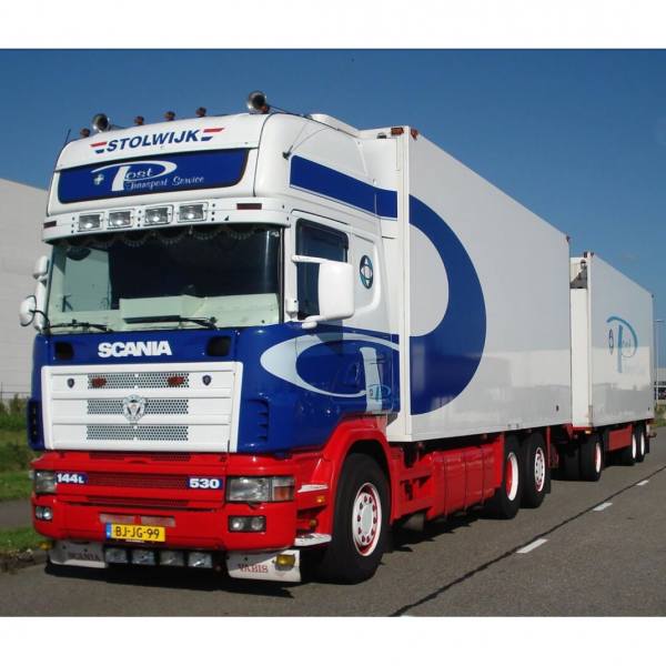 01-4347 - WSI - Scania R4 TL 6x2 Kühlhängerzug mit 3 achs Anhänger - Marcel Post - NL -