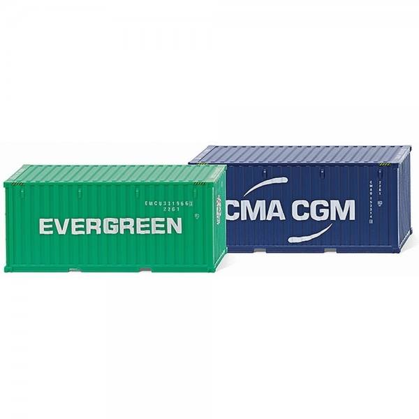 001814 - Wiking - Zubehörpackung - 2x 20'' Container "Evergreen / CMA CGM"