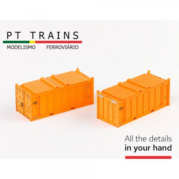 820804 - PT-Trains - 2er Set 20ft. Open Top Container mit Deckel "DP / DPRE9000543 + DPRE9001133" IT