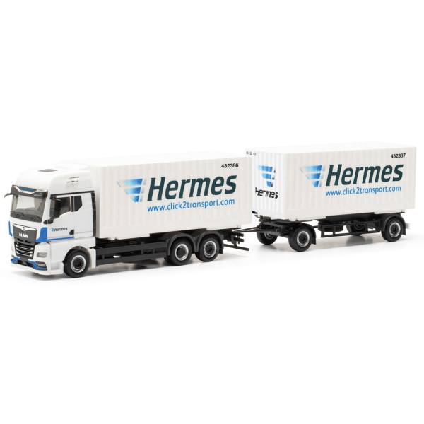 317658 - Herpa - MAN TGX GX Wechselkoffer-Hängerzug "Hermes"