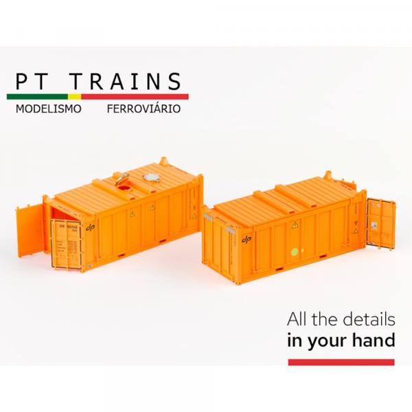 820808 - PT-Trains - 2er Set 20ft. Open Top Container mit Deckel "DP / DPRE9001658 + DPRE9002588" IT