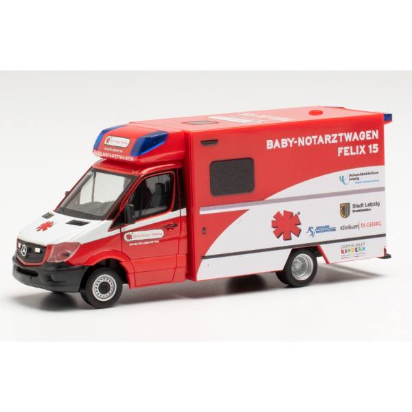 095983 - Herpa - Mercedes-Benz Sprinter `13 - Fahrtec RTW "Baby-Notarzt / Klinikum Leipzig"