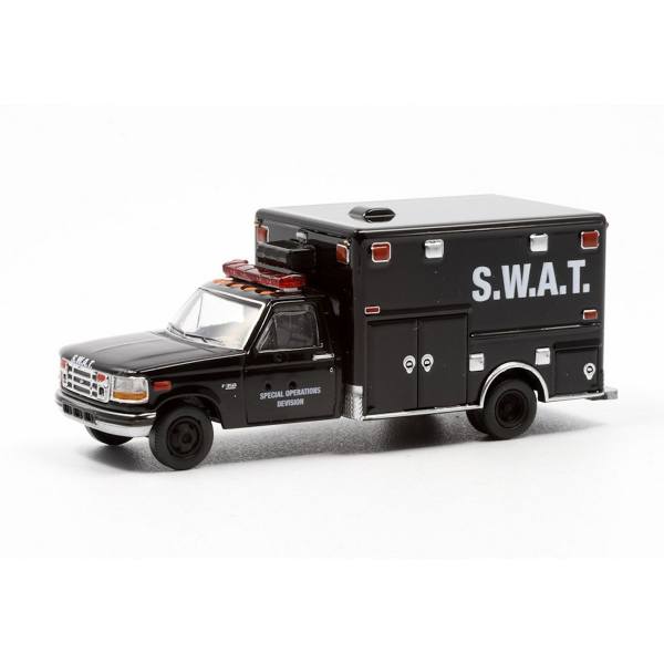 870860 - PCX87 - Ford F-350 Horton Ambulance `1997 "Police SWAT" schwarz
