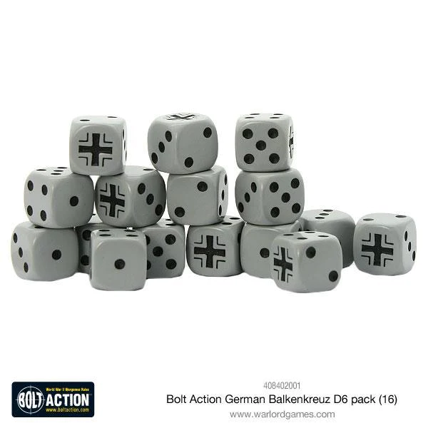 408402001 - Bolt Action - Germans - Dice Pack, grau ( 16 Würfel )