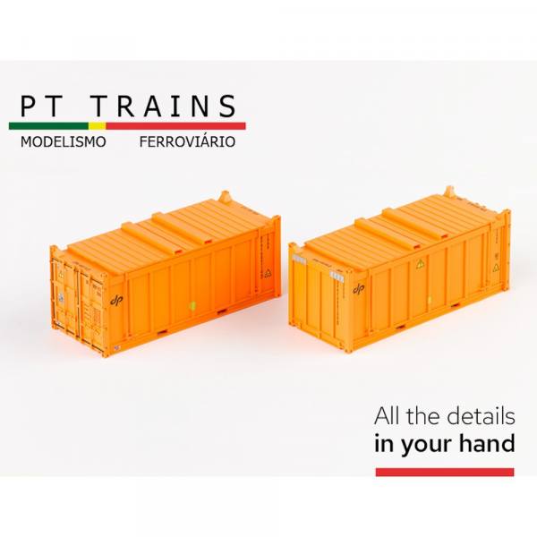 820805 - PT-Trains - 2er Set 20ft. Open Top Container mit Deckel "DP / DPRE9001107 + DPRE9002063" IT