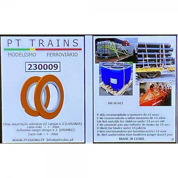 230009 - PT-Trains - Spanngurte selbstklebend, 0,8mm breit - 2 Rollen à 20m in orange