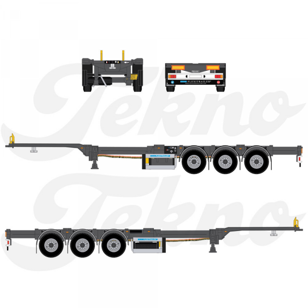 63368-5 - Tekno Basic - Flexitrailer 3achs Container-Auflieger, grau