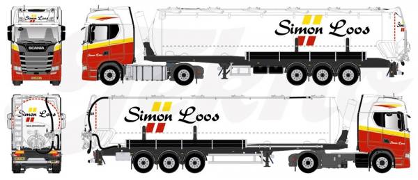 84750 - Tekno - Scania S-serie HL mit 3achs Siloauflieger - Simon Loos - NL -