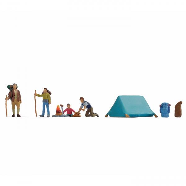 15876 - NOCH Figuren - Camping mit Zelt ( 3 Stück mit Zubehör )