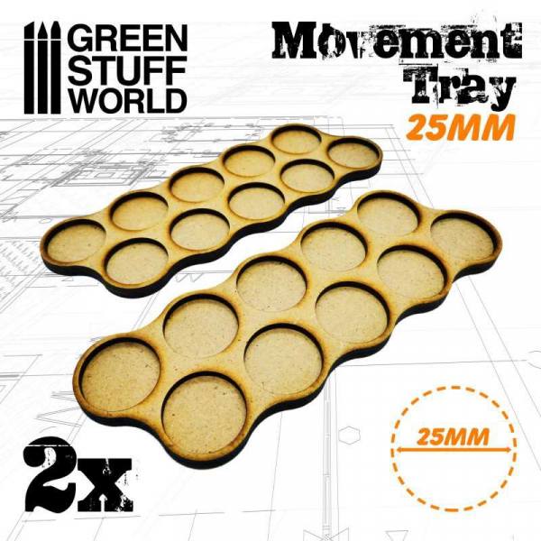 9783 - Green Stuff World - Movement Trays - 25mm x 10 - Skirmish