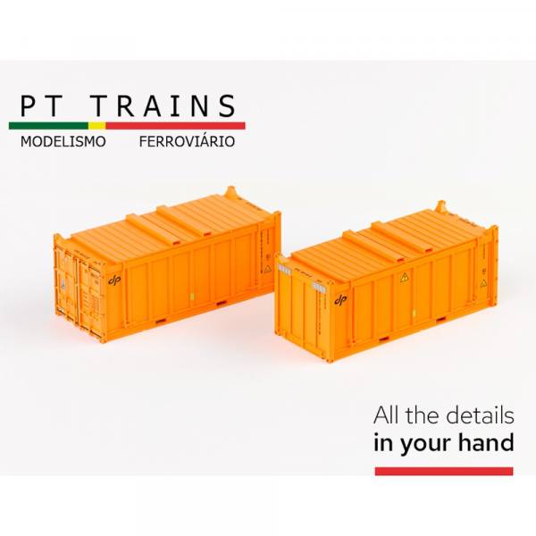820803 - PT-Trains - 2er Set 20ft. Open Top Container mit Deckel "DP / DPRE9001529 + DPRE9001684" IT