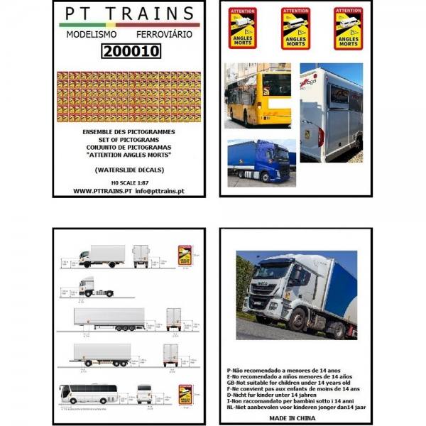 200010 - PT-Trains - Decalbogen Pictogramm "Achtung, Toter Winkel"