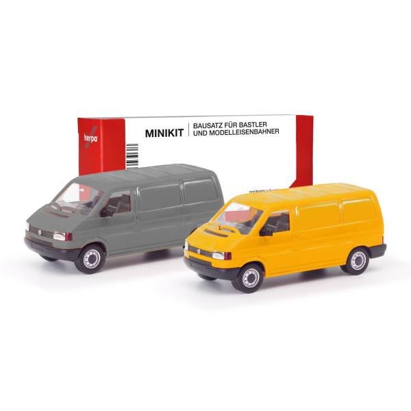 012386-004 - Herpa MiniKit - 2x Volkswagen VW T4 Kasten (grau / ginstergelb)